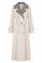 Women's Knitted Collar Maxi Length Double-Breasted Buttoned Belted Unlined Summer Trench Coat - 6
