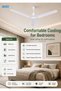 60W Ceiling Fan, 56 Inch 3-Blade White Ceiling Mounted Fan, Low Noise Air Circulation Fan for Bedroom, Living Room, Office & Home Use - 3