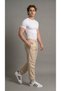 Men's Beige Parachute Pants with Zippered Pockets and Elastic Cuffs - 5