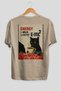 For the Love of Cats 126 Cat Printed Beige Oversize T-Shirt 100% Cotton Unisex Cat Lover Premium Design