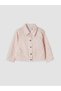 Pink shirt collar girl's gabardine jacket - 2