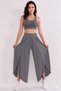 New Season Women's High Waist Elastic Front Cross Detailed Sandy Trousers