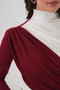Women's Turtleneck Gathered Burgundy Blouse - 7