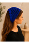 Cobalt Blue Hand Knitted Bandana Hat – Bohemian Women's Hair Accessory - 3