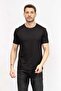 Men's Jersey Cotton Round Collar Short Sleeve Black T-Shirt