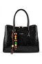 Elit Vsn3132R Women's Patent Leather Hand and Shoulder Bag Black Printed - 2