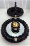 Black Henna Night Tray Basket Bridal Set, Brooched Floral Mirrored Velvet, Engagement Wedding Promise Circumcision
