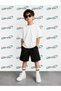 Summer Plain Unprinted Boys' Black Shorts and White T-Shirt Set