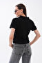 Half Zipper Stone Crystal Short Sleeve T-Shirt - 6