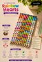 Rainbow Hearts Premium Hb Pencil Set 12-Piece Cornered Body Colorful Heart Pattern Domestic Production
