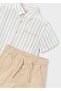 Boy's Linen Shorts and Shirt Set Beige - 6