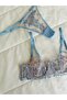 مجموعة حمالة صدر Underwire مطرزة بالأزهار الزرقاء - 4