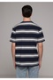Regular Fit Round Neck Striped Men's Navy Blue Short Sleeve T-Shirt - 2