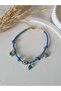 Anklet Blue Rope Evil Eye Beaded Women's Foot Accessory Turtle Blue Glass Beads Blue Heart - 5