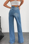 Women's Waist Detailed Slit Ice Blue Jeans - 3