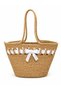 Wide Beach Straw Women's Shoulder Bag with Ribbon Detail Debra White