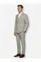Men's Stone Color Double-Breasted Suit - Slim Fit Striped Textured Six-Button Pocket Suit - 2