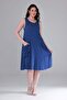Women's Navy Blue White Polka Dot Pattern Standard Size Sleeveless Dress with Matching Pockets in Sizes 42-54 - 4