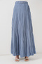 Women's Long Crinkled Skirt 1472 - Indigo - 7