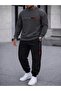 Unisex Wide Cut Zero Necklace Sweatpants Paris Red Striped Printed Suit