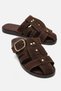 Women's Buckle-Strapped Closed-Front Pin-Strapped Slippers Brown