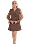 1. Class Crepe Fabric Double-Breasted Collar Lace Sleeve Dress - from 36 to 48 16015