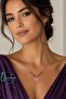 Handmade Ruby Stone Studded Pink Quartz Women's Necklace 45 cm Stainless Steel Chain - 2