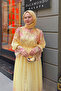 Women's Half Button Digital Watercolor Pattern Dress Yellow - 3