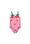 Cherry Patterned Quick-Drying Pink Color Girls' Swimsuit