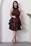Halter Neck Layered Satin Dress Drp565 - 3