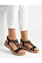 Women's full orthopedic soft soled sandal with rubber detail and stone decoration - 3