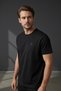 Men's Ottoman Fabric Crew Neck Black T-Shirt - 185 - 3