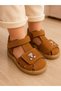 Unisex Genuine Leather Taba Orthopedic Sandals