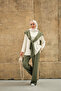 Women's Shoulder Scarf Detailed Suit Green - 3