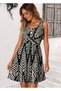 Women's Strappy Round Neck Buttoned Front Cross Detailed Short Single Jersey Dress