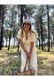 Women's White Color Flam Linen Safari Style Belted Shirt Pants Lower Top Linen Suit - 4