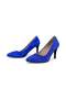 Women's Genuine Leather Thin Heeled Stiletto Shoes Suede Blue - 3