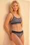 Women's Zebra Patterned Black Tape Detailed Bikini Bottom - Beach Fashion Mix&Match - 6