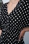 Batwing Sleeve V-Neck Polka Dot Patterned Mini Dress with Waist Tie Detail - 8