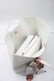 Women's White Large Size Scarf Detailed Handy Hand, Arm and Shoulder Bag with Puppy Detail - 5