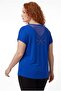 Women's Plus Size Blue Blouse with Tulle Detail on the Back and Stones