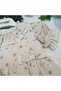 Girl's Ruffled Linen Look Dress - 100% Cotton - Floral Printed Ecru - 4