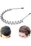 XINGZHE Metal Hair Bands for Men Women, Unisex Black Wavy Spring Sports Headband Non Slip Wide Headwear