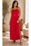 Women's Backless Strappy Long Viscose Dress - 2