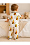 Teddy Bear Patterned Honeycomb Short Sleeve 2-Piece Baby Pajama Set - 4