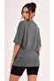 Women's oversized casual t-shirt - basic plain unprinted grey - 5