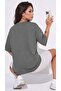 Women's oversized casual t-shirt - basic plain unprinted grey - 3
