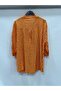 Women's Italian Orange Line Pattern Prevailing Foldable Fakir Sleeve Oversize Shirt 42 - 46 Size - 3