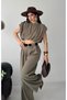 Women's Summer Belted Trousers and Crop Blouse Set Khaki - 2