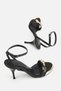 Women's Black Gold Accessory Detail High Heeled Evening Dress Shoes - 7